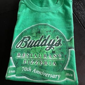 Buddy’s Pizzeria DETROIT St.Patricks Day GREEN Holiday Staff Shirt Unisex Medium